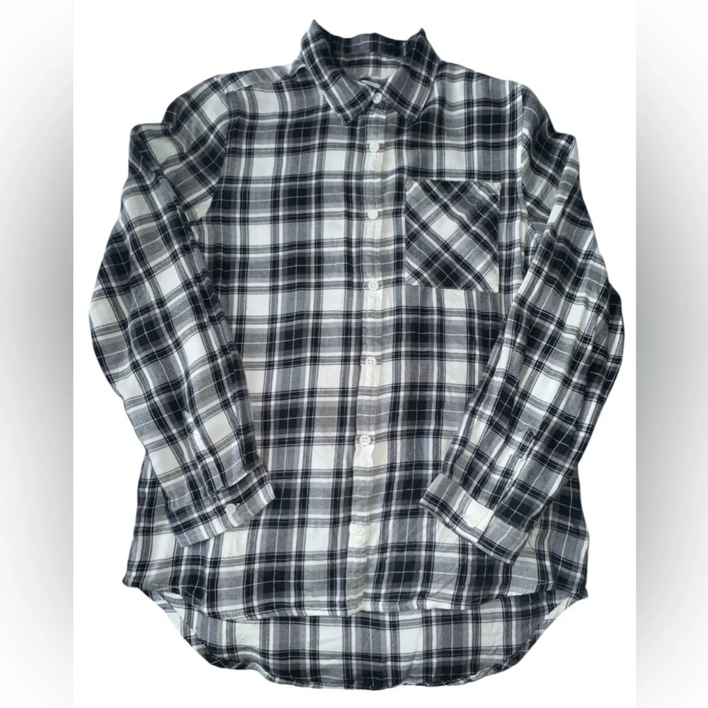 Gap Kids | Kids Flannel Tie-Front Black Plaid Shirt | Size XXL (14-16) | NWT